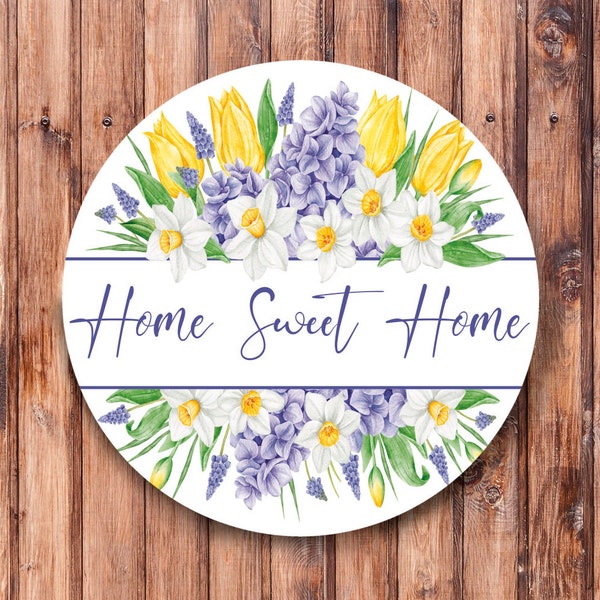 Home Sweet Home Tulips and Daffodils Wreath Sign