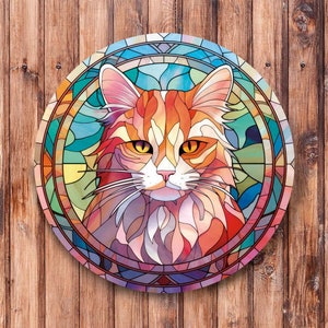 Faux Buntglas Orange Katzen Kranz Zeichen