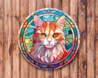 フェイクステンドグラス オレンジ猫リースサイン - Etsy 日本