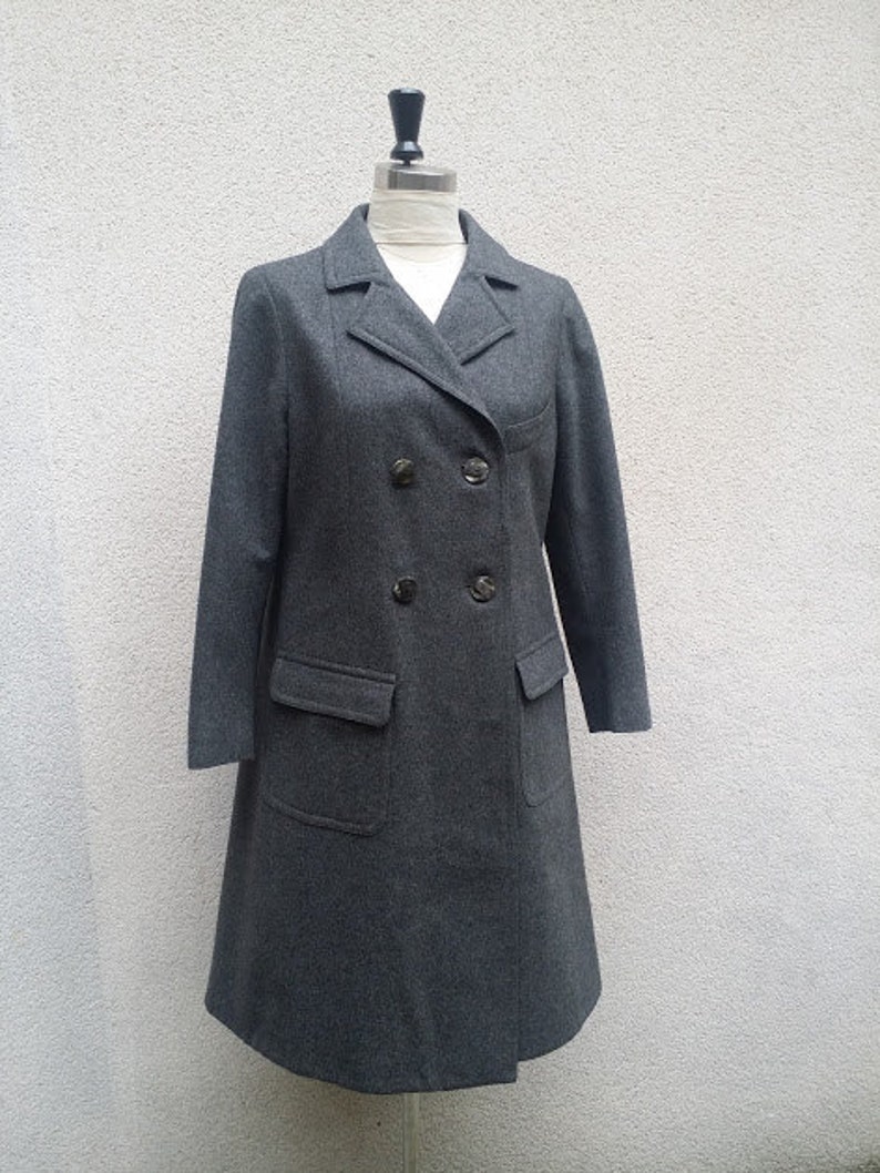 double breast four buttons color Gray mouse 70/'s wool frock coat Georges Rech 34 length classic elegantissimo!