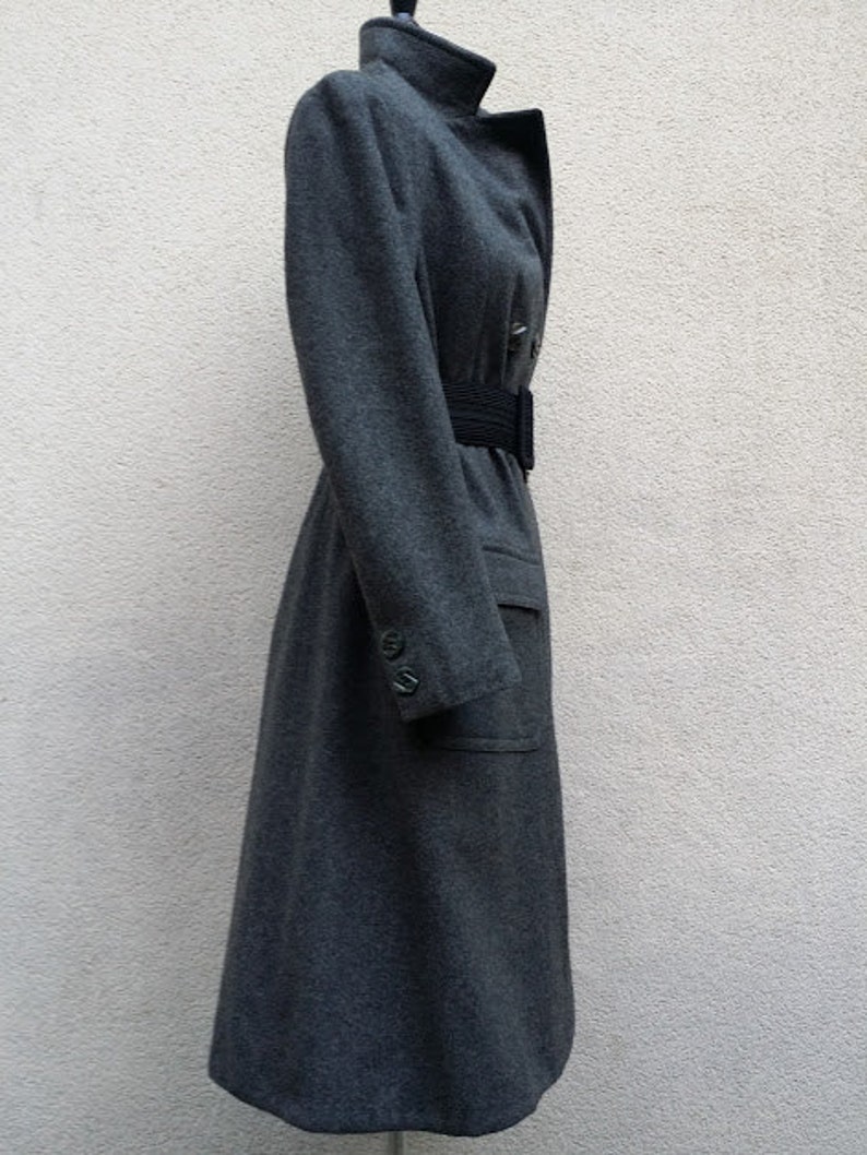 double breast four buttons color Gray mouse 70/'s wool frock coat Georges Rech 34 length classic elegantissimo!