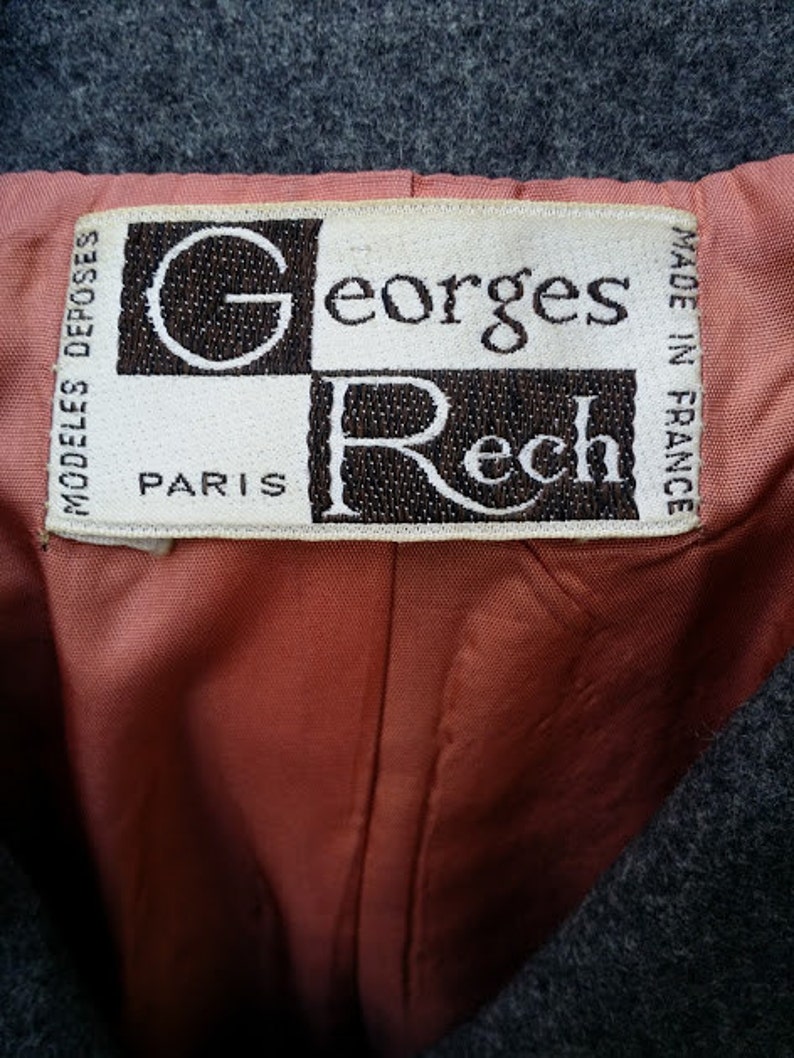double breast four buttons color Gray mouse 70/'s wool frock coat Georges Rech 34 length classic elegantissimo!