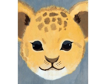 Baby leopard acrylic painting on wood for nursery or child’s room