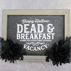 Sleep Hollow Bed and Breakfast Canvas Sign | Halloween Decor