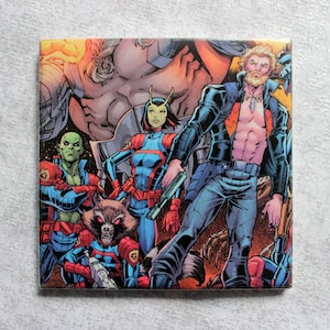 Guardians of the Galaxy Comic Art Ceramic Coaster - One of a Kind - Comic / Movie Memorabilia - Repurposed Coaster - Home Decor
