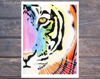 Tiger Portrait - Print of Original Mixed Media Work - 9"x12" Unframed