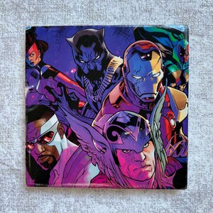 The Avengers Comic Art Ceramic Coaster - One of a Kind - Comic / Movie Memorabilia - Repurposed Coaster - Home Decor