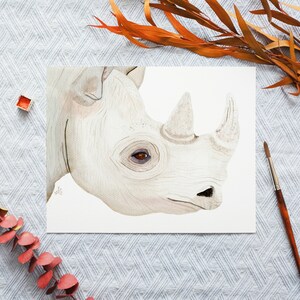 Rhinoceros Portrait - 9&quot;x12&quot; Original Watercolor Painting