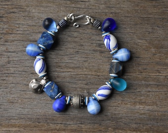 Pulsera de cuentas de comercio azul