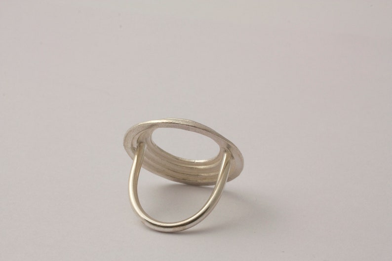 Circles ring. Silver ring. Big minimalist ring. Gorgeous silver ring. Organic shape. Rounded, irregular. Plane and comfortable ring image 3