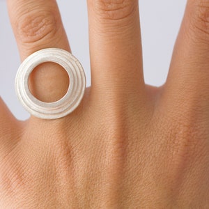 Circles ring. Silver ring. Big minimalist ring. Gorgeous silver ring. Organic shape. Rounded, irregular. Plane and comfortable ring image 6