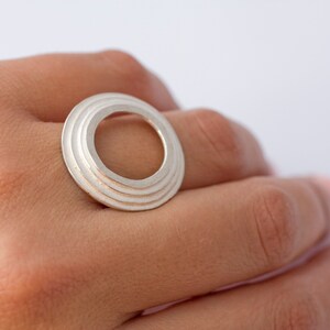 Circles ring. Silver ring. Big minimalist ring. Gorgeous silver ring. Organic shape. Rounded, irregular. Plane and comfortable ring image 7