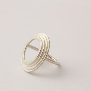 Circles ring. Silver ring. Big minimalist ring. Gorgeous silver ring. Organic shape. Rounded, irregular. Plane and comfortable ring image 2