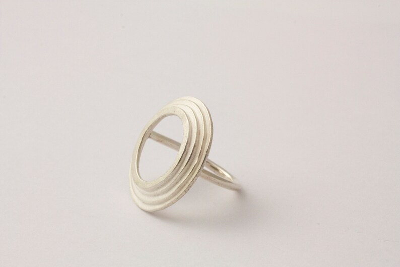Circles ring. Silver ring. Big minimalist ring. Gorgeous silver ring. Organic shape. Rounded, irregular. Plane and comfortable ring image 2