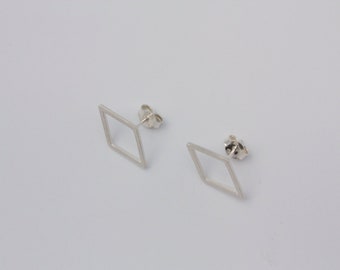 Silver earrings. Rhomb earrings. Little rhomb earrings. Button earrings. Geometric earrings. Minimalist design