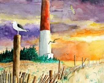 Art print, “Barnegat Lighthouse” 11 x 14 or 16 x 20