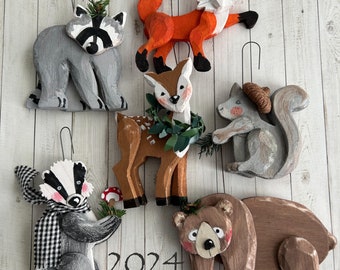 Forest Friends Ornaments - Fawn,Squirrel,Fox, Bear and Badger! 28 dollars each