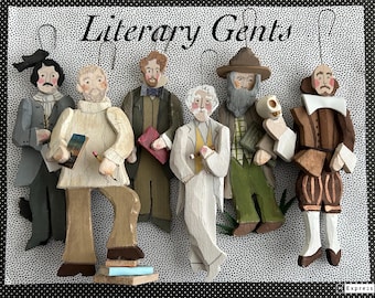 The Literary Gents Ornaments-Shakespeare Ornament ,Poe Ornament, Twain Ornament, Dickens...himself Ornament *30Dollars Each Sold Separately