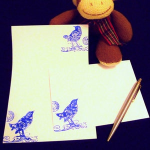 Bluebird Stationery Set: Hand Stamped Italianate Writing Paper