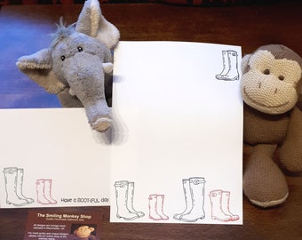 Hand Stamped Wellington Boots Stationery Set: Family Letter Writing