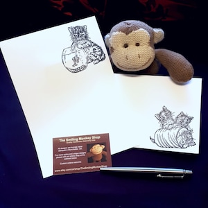 Hand Stamped Playful Kittens Stationery Set: A5 Writing Paper