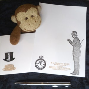 Un conjunto de papelería Gentleman About Town - Gentleman Writing Paper &a matching envelopes - Letter writing set - Victorian Stationery - presente