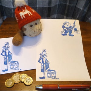 Pirate Treasure Stationery Set: Hand-Stamped Writing Paper & Envelopes