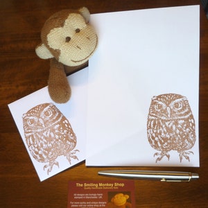 Set di cancelleria Little Owl - Carta da scrittura gufo con buste premium corrispondenti - Wise Owl Letter Writing Set - Beautiful Present - Bird Gift