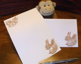 Red Squirrel Stationery Set: Hand Stamped Wildlife Writing Paper