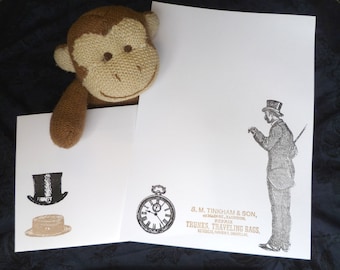 Hand Stamped Gentleman Stationery Set: Victorian Writing Paper