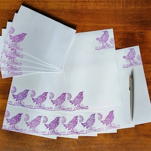 Lovebirds Brief schreiben Set - lila Vögel Schreiben Papier mit Premium passende Umschläge - Liebe Briefpapier Set - schöne Geschenk geschenk