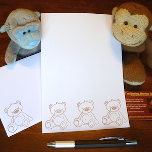 Juego de escritura de cartas de oso de peluche - Teddies papel de escritura con sobres premium a juego - Set de papelería de juguete - dibujos animados oso de peluche regalo presente