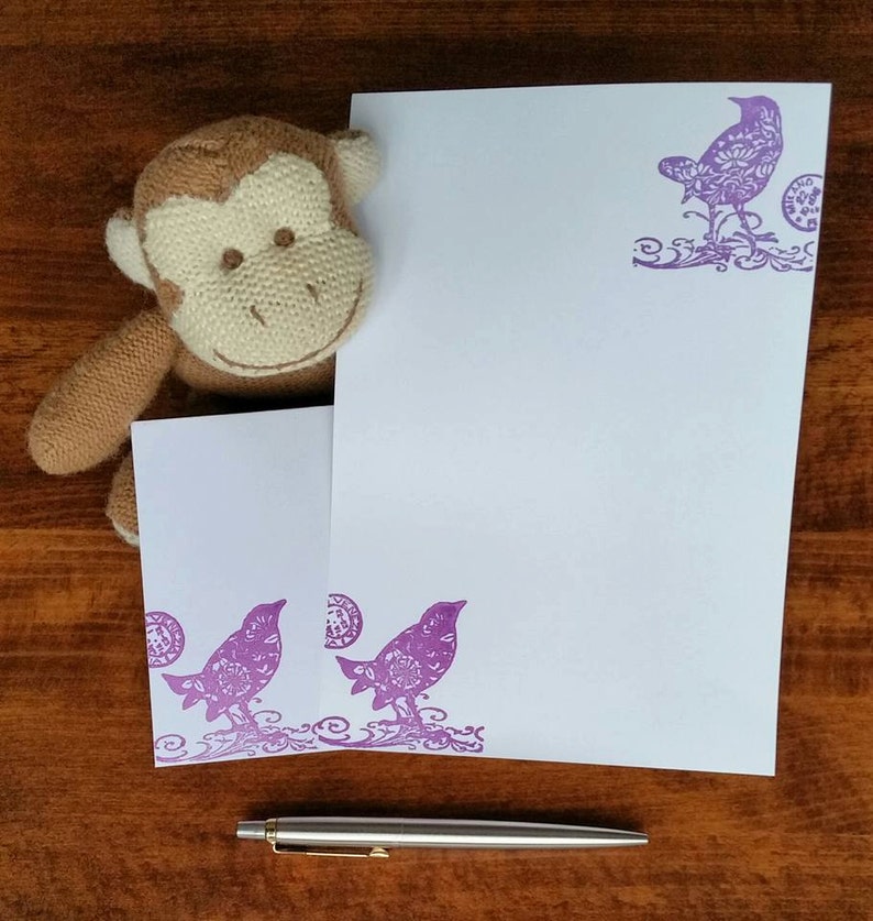 Lovebirds Letter Writing Set Beautiful Gift Present Love Stationery Set Purple Birds Writing Paper with premium matching envelopes