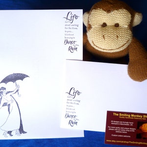 Dance in the Rain Stationery Set - Writing Paper and matching envelopes - Letter writing set - Inspirational Stationery - Uplifting gift