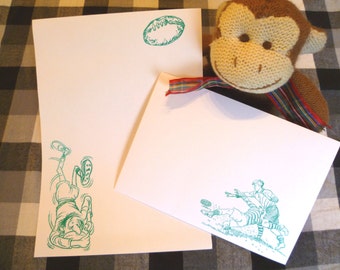 "Handgestempeltes ""Rugby"" Briefpapier Set - Papier & Umschläge."