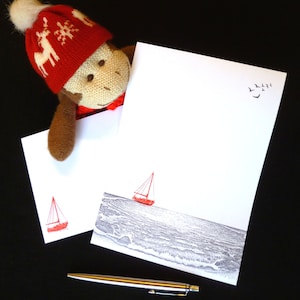 Conjunto de papelaria Ocean's View - Papel para escrita de barco com envelopes premium correspondentes - Conjunto de escrita de cartas do mar - Presente náutico