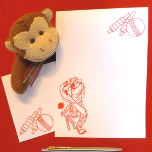 Juego de papelería de críquet - Papel de escritura - Juego de escritura de cartas- Papelería Papelería - Papelería de papel de escritura - Papelería de papel de críquet - Papel de críquet