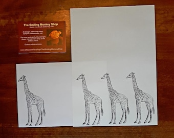 Papelería con jirafa estampada a mano (papel para escribir)