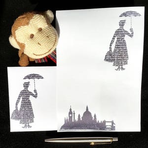 Flying Nanny Stationery Set - Literary Writing Paper with matching premium envelopes - Nanny Letter Writing Set - Book Lover Present Gift