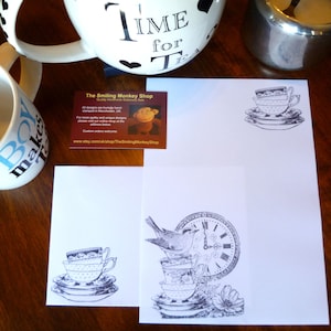 Juego de papelería Time for Tea: papel para escribir con motivo del té de la tarde y sobres de primera calidad a juego. Juego de cartas para escribir con motivo del té: regalo elegante