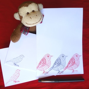 Birdy Newsprint Letter Writing Set: Hand Stamped Stationery