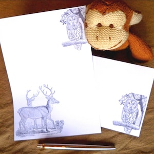 Wild Woodland Stationery Set - Woodland Writing Paper with premium matching envelopes - Nature Stationery Set - Owl Deer Gift Present
