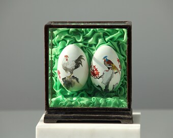 in it/'s own case to protect this delicate object Made in China, Birds with flowers Unique Handpainted Egg