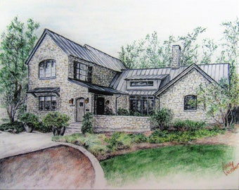 Custom made house drawing-8"x10"-Example Only