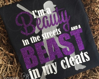 Glitter Shirt, Softball Shirt, Girls Softball Shirt, Beast in Cleats, Youth Softball Tee, Teen Girl Apparel, Personalized Gifts