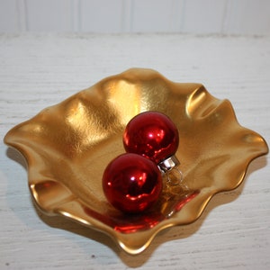 Vintage PIckard China Gold Ashtray, Gold Floral Motif, Scalloped Edges, Pickard China