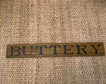 Primitive Buttery Sign: Gold & Black Wine Storage Decor