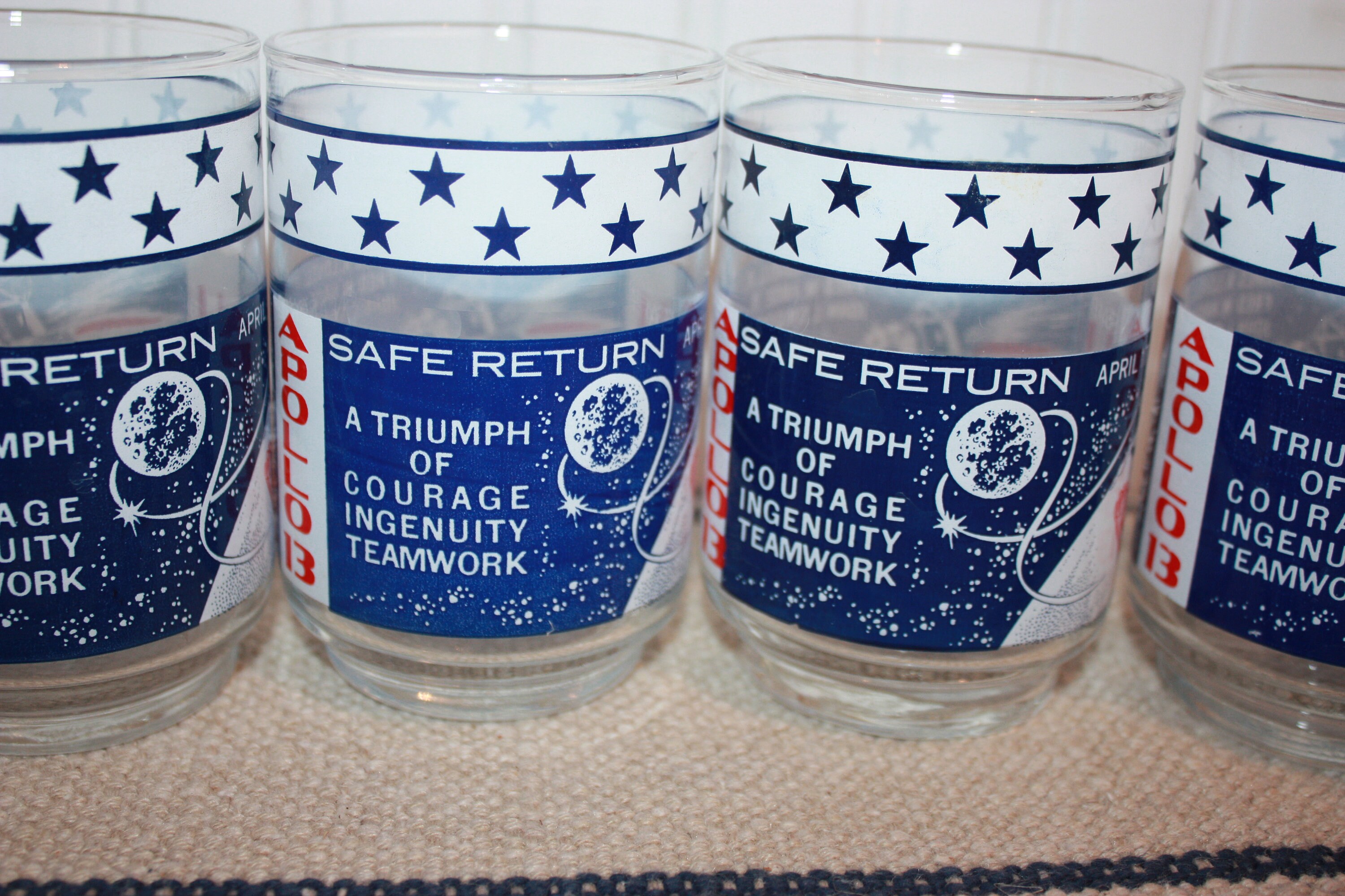 Apollo 13 Safe Return to the Moon Drinkware, April 1970, Set of Six ...