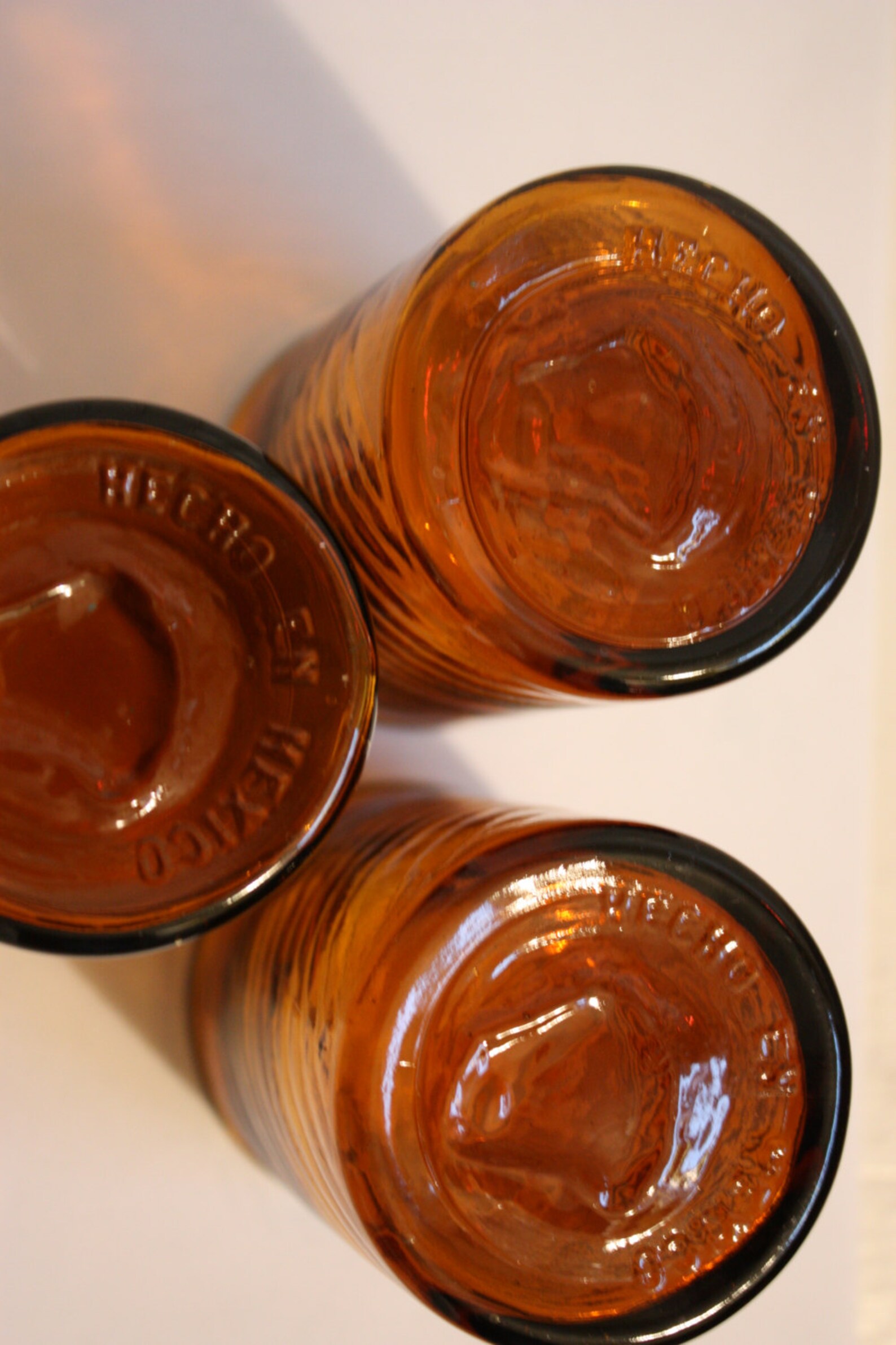 Blown Amber Glass Tumbler Made in Mexico 6 Amber Swirl Glass Etsy