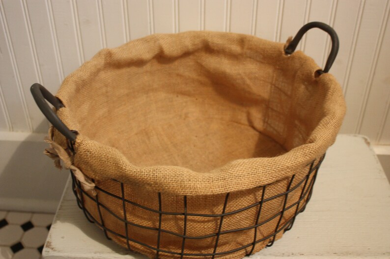 Large Wire Basket with Burlap Liner Wire Frame Basket Large Etsy
